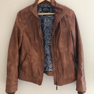Vegan camel leather Moto jacket